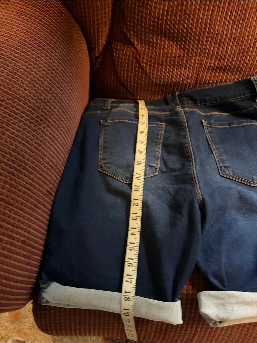 Curve Fit Women's Dark Blue Rolled Hem Jean Shorts - Picture 5 of 7